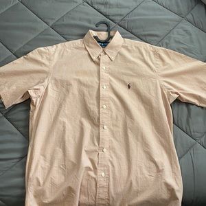 Polo Ralph Lauren Men's Plaid Short Sleeve Button Down Shirt-Orange/Royal